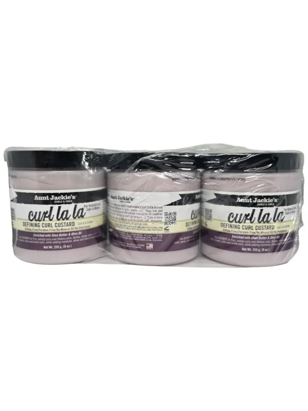 Aunt Jackie's Curl La La Defining Curl Custard 9 oz 255g Each 3 Pack Hair Care
